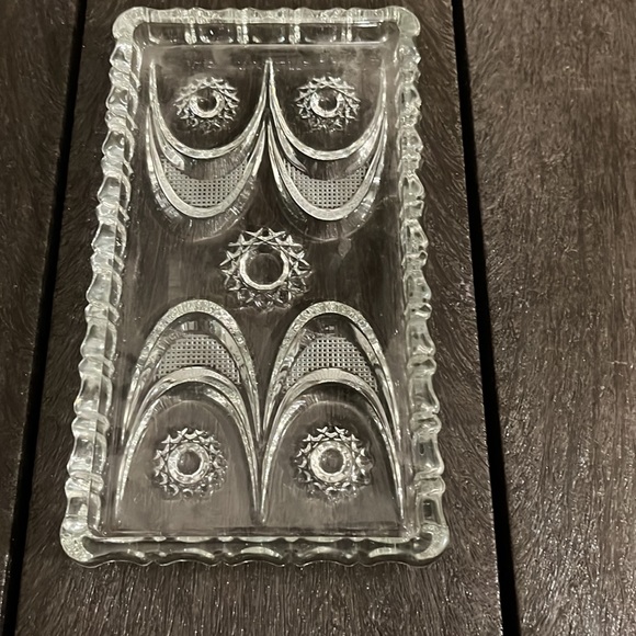 Crystal Cream and Sugar Bowl on Serving Dish - Picture 5 of 7